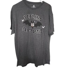 Disney Parks Mickey Mouse Feeling Fangtastic Gray Tee Shirt Men’s L Halloween 3D